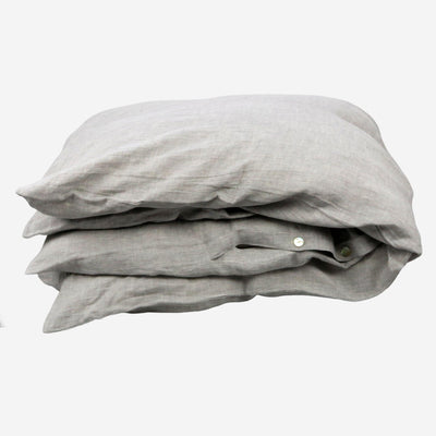 Linen duvet and pillow cover in misty gray color