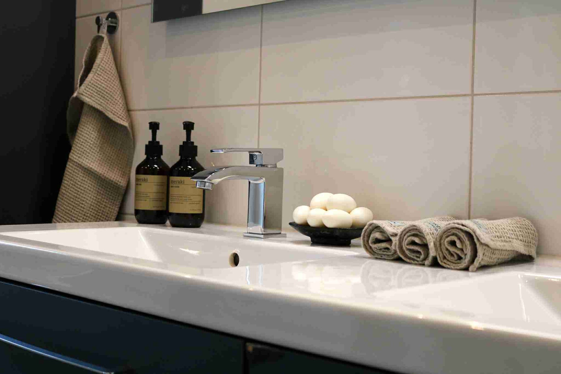 Linen towels in a bathroom