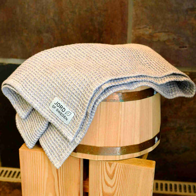 Beige linen bath towels