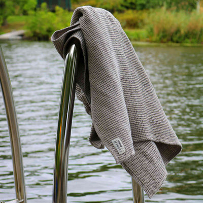 Grey linen bath towel