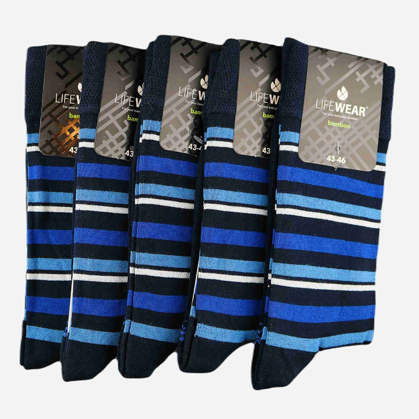 Men's blue striped bamboo socks - 5-pack