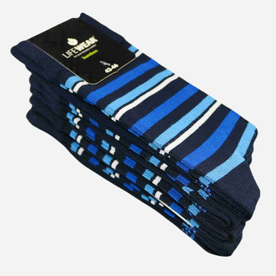 Men's blue striped bamboo socks - 5-pack