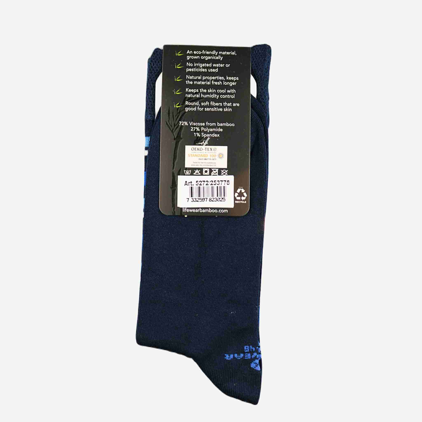 Mens blue striped bamboo socks