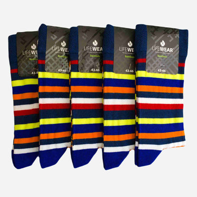 Men's colored striped bamboo socks - 5-pack