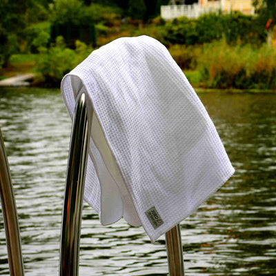 White linen bath towel