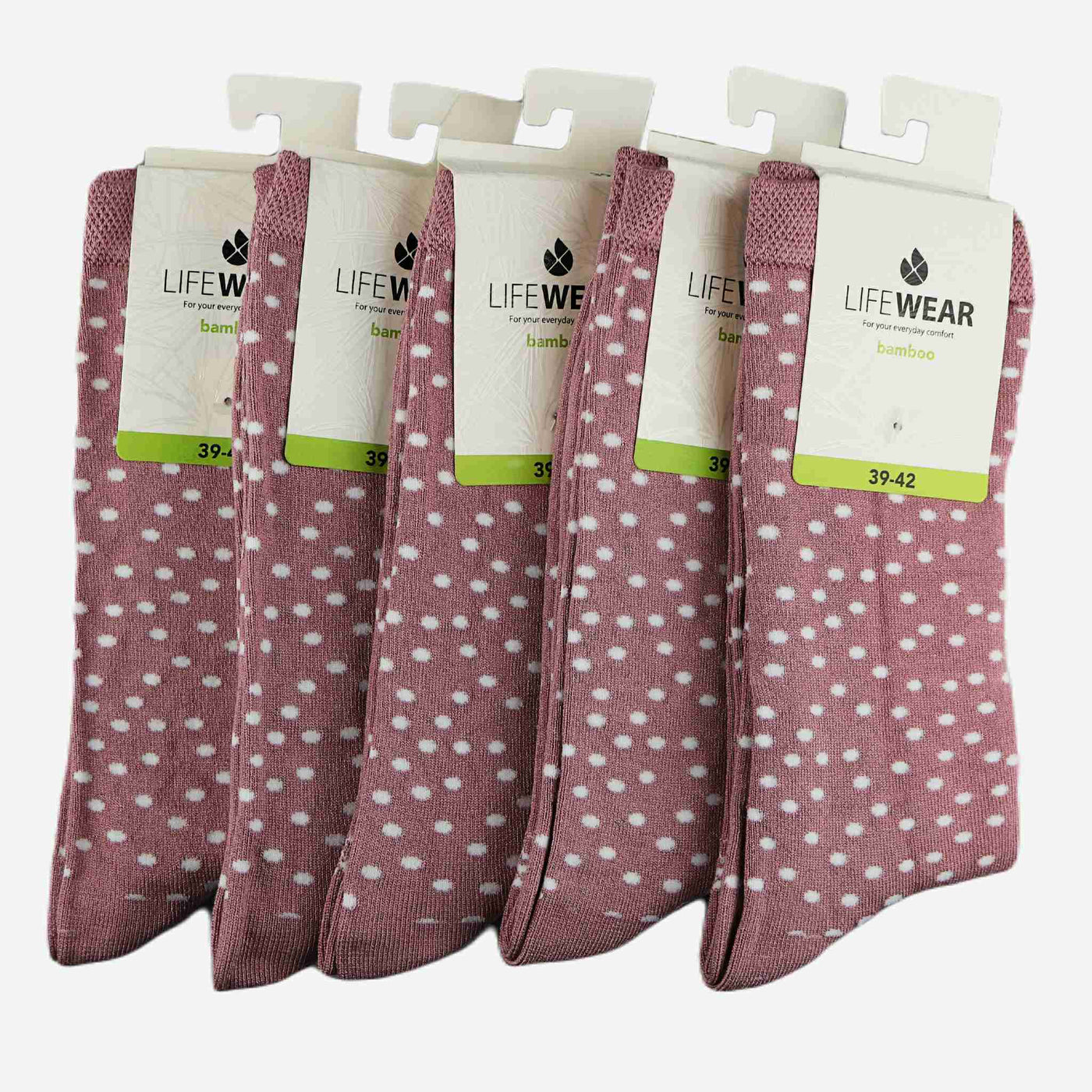 Womens pink socks with white dots - 5-pack