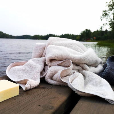 Corporate Christmas present white bamboo towel
