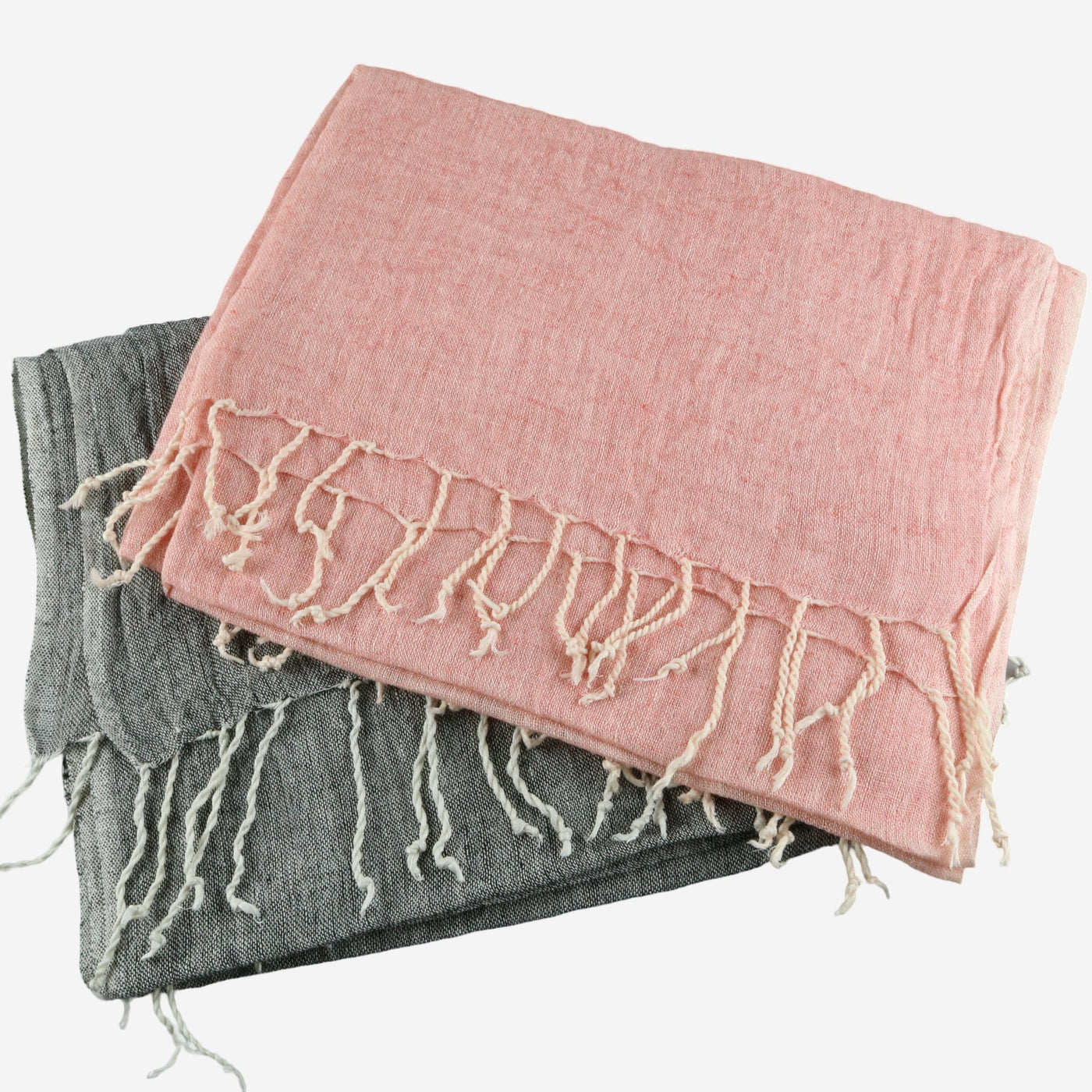 Pink and gray shawl in hemp