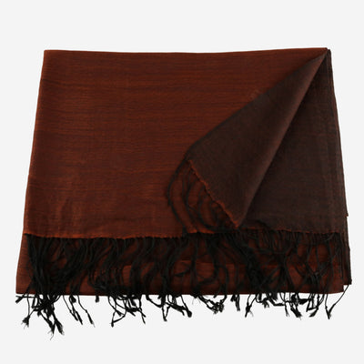 Brown and black shawl in silk / wool