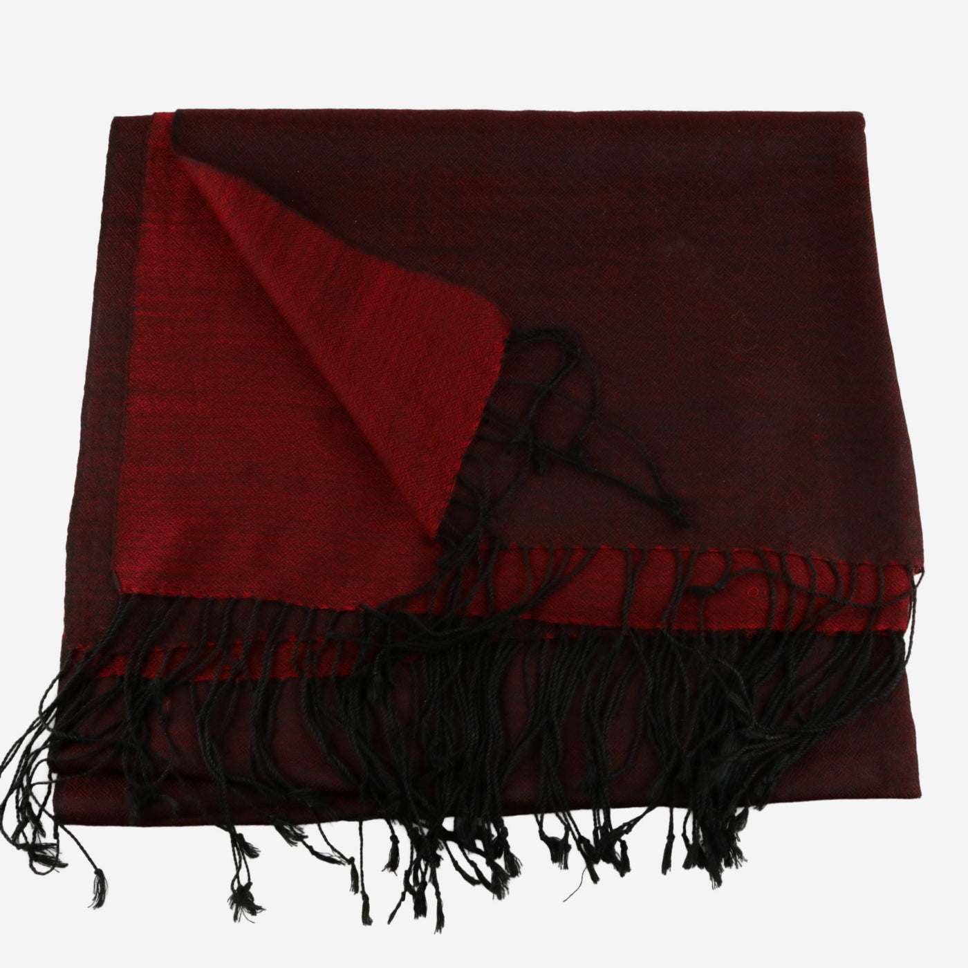 Red and black shawl in silk / wool