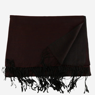 Deep purple and black shawl in silk / wool