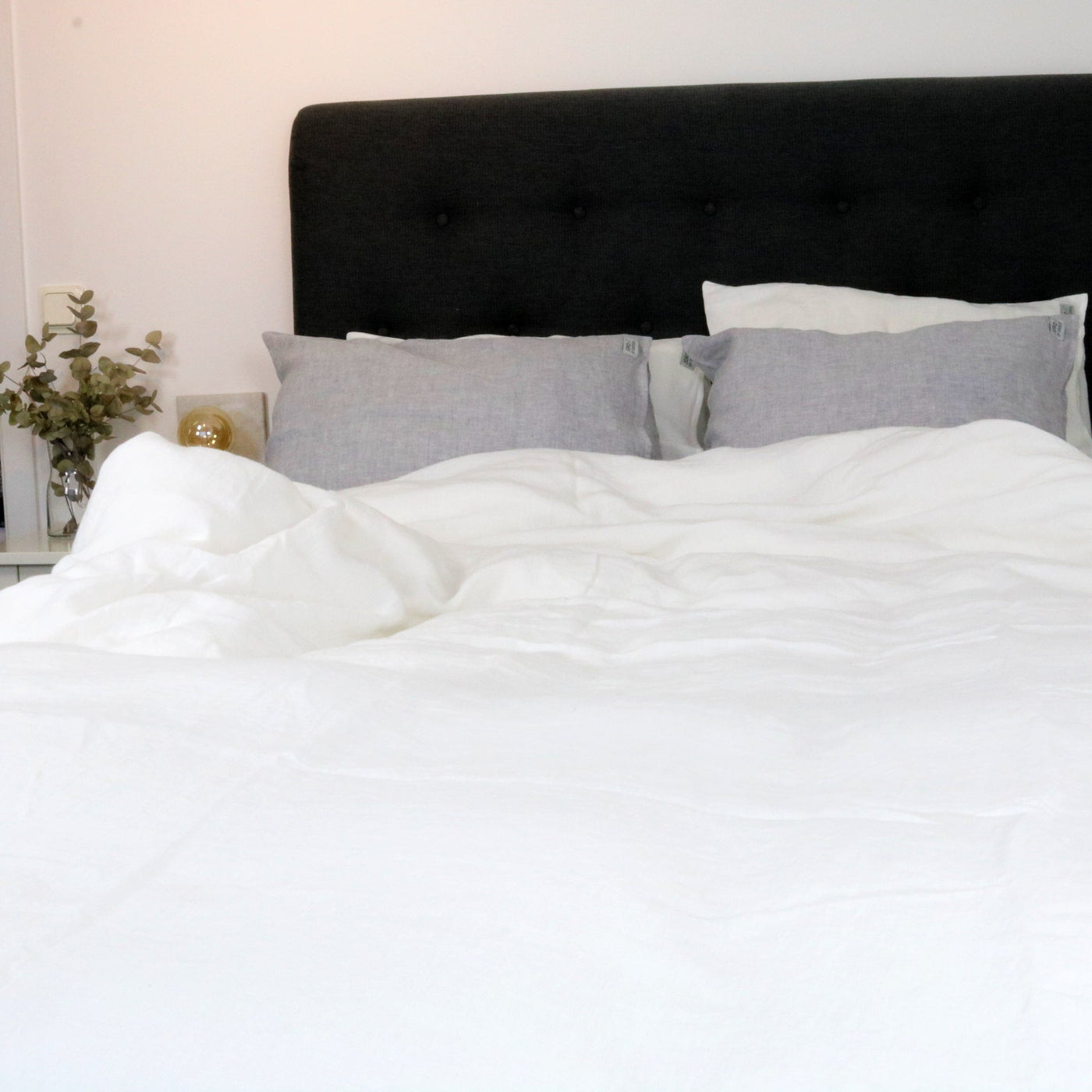 Parure de lit simple en lin blanc 150x210